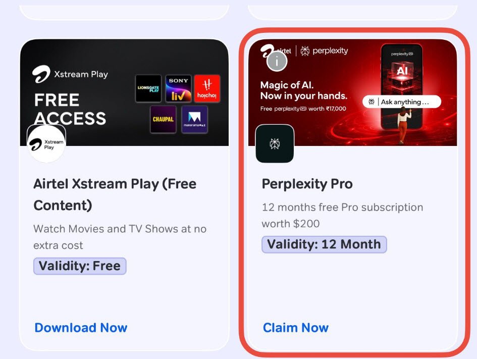 PerPlexity Pro Airtel Offer